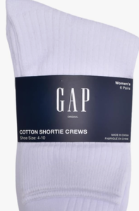 lot 18406 image: Gap Crew Socks White Crew Length - ONE PAIR - Stock image may not match actual product images