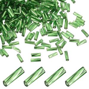 lot 1017 image: uxcell Glass Bugle Seed Beads 6x2mm Light Green 1500pc