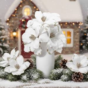 lot 1413 image: Craftsatin 18 Pc Velvet Christmas Magnolia Ornaments