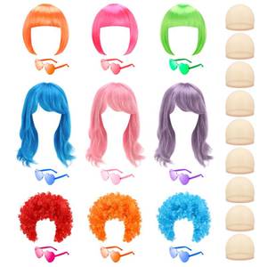 lot 1416 image: 27-Piece Colored Wig Set with Sunglasses