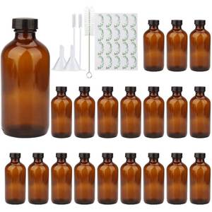 lot 1454 image: Comudot 8oz Amber Glass Bottles with Lids, 20-Pack