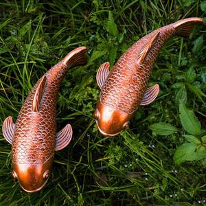 lot 1455 image: Teaeeno Set of 2 Koi Fish Garden Statues