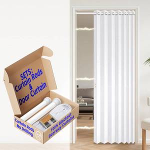 lot 1476 image: AJAZZ Blackout Magnetic Door Curtain 45x80 White