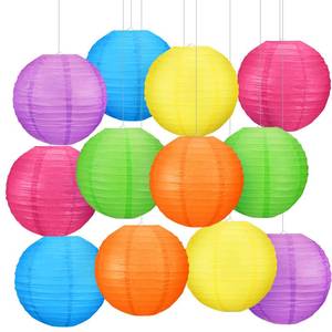 lot 1478 image: Retisee Paper Lanterns 10 Neon Multicolor 12-Pack