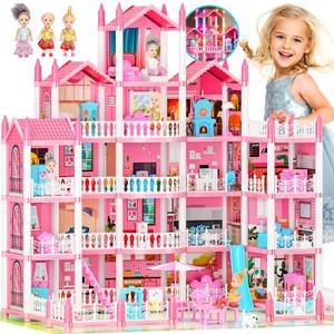 lot 1500 image: LUYE 5-Story Doll House with 19 Rooms and 4 Dolls