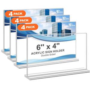 lot 2064 image: EHWINE 4 Pack Acrylic Sign Holder 4 x 6 Horizontal