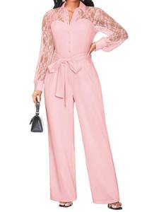 lot 2071 image: Acelyn Womens Dressy Lace-Paneled Jumpsuit