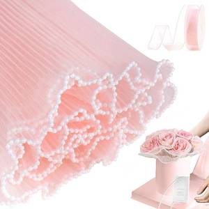 lot 2072 image: Flower Wrapping Paper with Pearl Edge, Pink