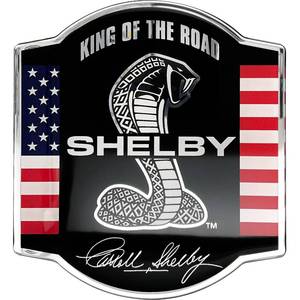 lot 2089 image: Fan Emblems Shelby Cobra Medallion Logo Car Decal - Classic Symbol with US Flag - Size 4 x 4.4 x 0.1 inches - Officially Licensed Mustang Car (Cobra Black and White)