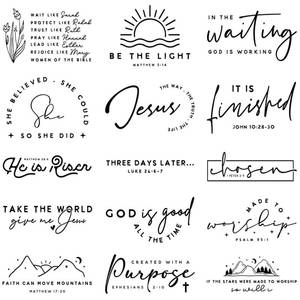 lot 2349 image: INCOK 15 Pc Christian Bible Verse DTF Transfers 7x5 In