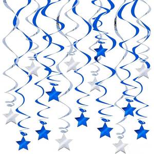 lot 2368 image: Partvon Hanging Swirls Decorations 32-Pack Blue Silver