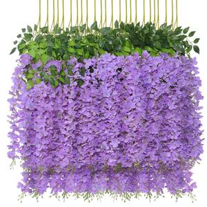 lot 2440 image: UArtlines 12 Pack Artificial Wisteria Vine Garland Purple