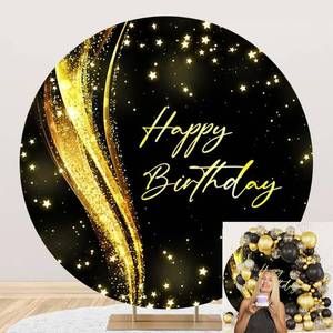 lot 2479 image: OERJU Round Backdrop Cover Black Gold 6.5ft