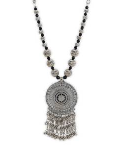 lot 2490 image: Oxidized Silver Statement Necklace with Pendant