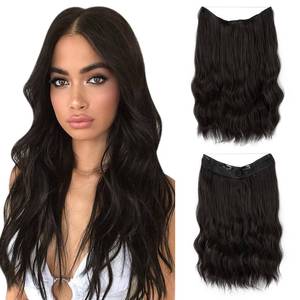 lot 5011 image: SARLA Invisible Wire Hair Extension 16 Inch Black Brown