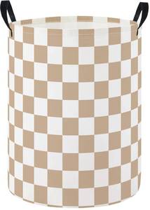 lot 5015 image: HIYAGON Baby Laundry Hamper Basket 19.7H Brown Checkered