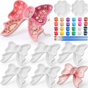 lot 5068 image: Zubebe 6-Piece Ceramic Bow Jewelry Box Paint Kit