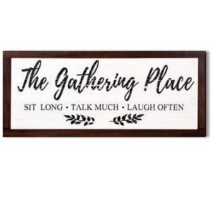 lot 6026 image: Jetec Wooden Wall Sign Gather 14 x 5.9 Inches