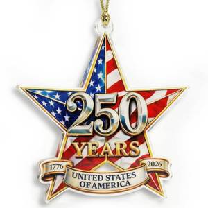lot 6046 image: USA 250th Anniversary Acrylic Ornament with Eagle & Flag