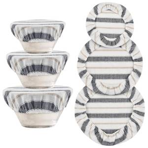 lot 6051 image: 3-Pack Reusable Bowl Covers, Linen-Cotton