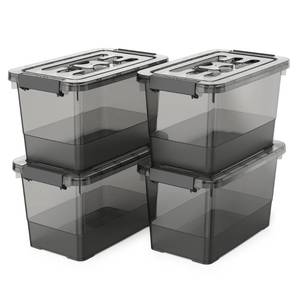 lot 7473 image: YYXB 4 Pack 7 Quart Clear Storage Bins with Latching Lids