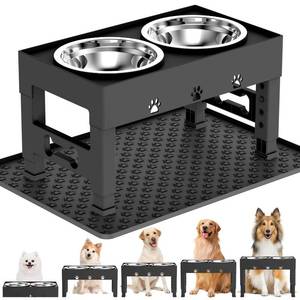 lot 7480 image: LAKIPETN Elevated Dog Bowls with Mat, 5 Heights