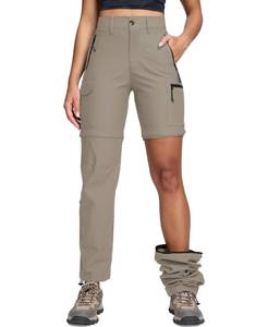 lot 8273 image: Oalka Womens Cargo Convertible Hiking Pants Dark Khaki XL  Retail $109.90
