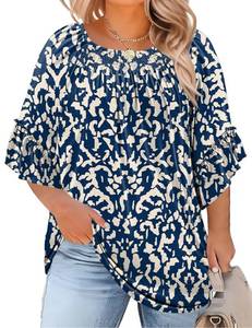 lot 8276 image: Micoson Plus Size 34 Sleeve Pleated Blouse