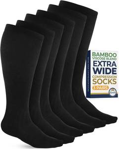 lot 8283 image: Pembrook Compression Socks Wide Calf 15-20 mmHg 3-Pack