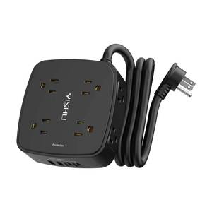 lot 8286 image: 5Ft Surge Protector Power Strip - 8 Widely Outlets with 4 USB Ports, 3 Side Outlet Extender with 5 Feet Extension Cord, Flat Plug, Wall Mount, Desk USB Charging Station, ETL,Black