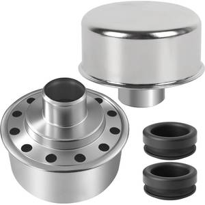 lot 8300 image: (2-Pack) Calvana Round Push-In Breather with 1 Tube for 1-14 Hole in Valve Cover, Includes Grommet, Compatible with Spectre 4276, Fits SBC, BBC, SBF, 327, 350, 302, 454, and 502