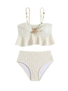 lot 8363 image: OYOANGLE Girls 2 Piece Metallic Shell Bikini