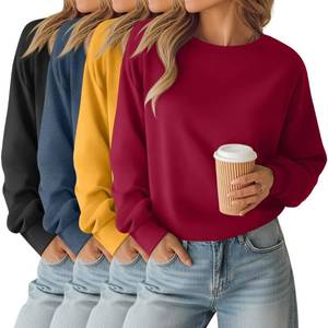 lot 9426 image: Oakgarden 4 Pack Womens Cropped Long Sleeve Baggy Sweatshirts 4Color S