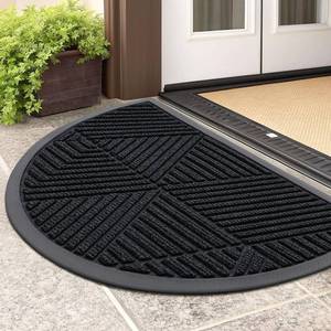 lot 9431 image: Smiry Half Circle Front Door Mat Outside Entrance, Rubber Doormat, 29.5x17