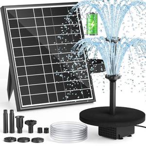lot 9436 image: Solar Fountain Pump with Battery Backup, 4W Solar Water Pump Built-in 2000mAh Battery with 9.8Ft Cable, 5 Spray Modes & 4Ft PVC Tubing, Pond Fountain for Bird Bath Garden Water Feature