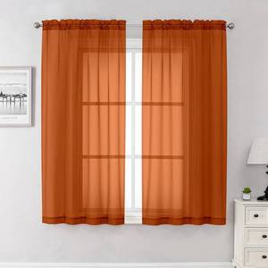 lot 9444 image: Lecloud Orange Sheer Curtains 63 Inch Length 2 Panels Set, Window Curtains for Bedroom, Voile Solid Light Filtering Living Room Drapes with Rod Pocket, Each Panel 42 X 63 Inch