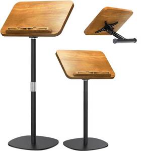 lot 9455 image: NAMON 2-in-1 Dual-use Floor & Desktop Book Stand, 100% Solid Wood, Height Adjustable from 16.5 to 51, Floor Reading Stand with Page Clip for Cookbooks, Sheet Music, Projector (with a T-Shaped)
