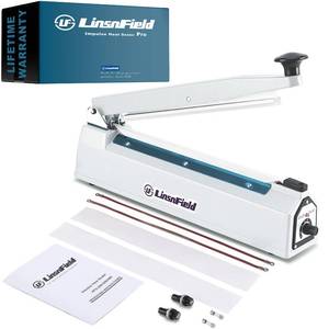 lot 9485 image: LinsnField Sealer Pro, 12-inch Super Impulse Heat Bag Sealer, 7-mm Sealing System with Patent for Never Burn Out, Antioxidant Aluminium Shield, Copper Transformer, Built-in Fuse Safety System, White