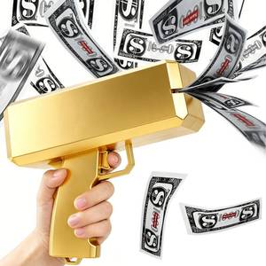 lot 9488 image: HBHKHPD Money Gun Shooter with Prop Money, Handheld Cash Cannon Dispenser for Real Cash, Coupons & Flyers - Party Supplies for Weddings, Birthdays & Halloween (Metallic Gold)