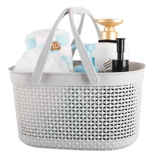 lot 9493 image: rejomiik Portable Plastic Shower Caddy Basket with Handles, Gray