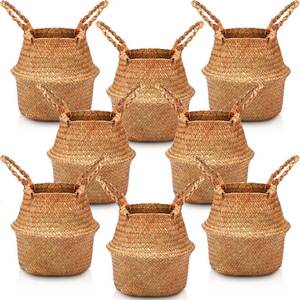 lot 9499 image: Qunclay 8 Pcs Woven Seagrass Baskets Belly Basket, S,8.7dx7.9h
