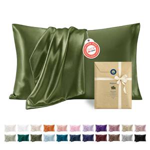 lot 10026 image: Bedsure Satin Pillowcase Standard Set of 2, Similar to Silk Pillowcase Moss