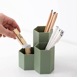 lot 10029 image: Saikvi Pen Holder for Desk Pencil Organizer Small Desk Accessories Organizer Cute Pens Cup for Office,School and Home (Green, Triangular)