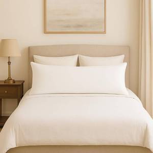 lot 10038 image: Body Pillow Cover 20x72 Inch, White (Set of 1) - 100% Egyptian Cotton with Zipper Closure Pillow Case, Soft Breathable 500 Thread Count Long Body Pillowcase