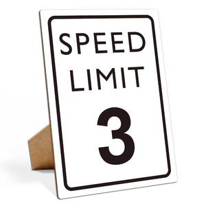 lot 10042 image: Muruseni Race Car Birthday Decor, Speed Limit Sign, Fast Three, Race Car Birthday Party Decorations, 8�11 Wooden Play Sign with Stand, Lets Go Racing Party Supplies for Boy Race Fans - LP064