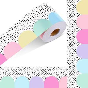 lot 10044 image: Fuutreo 65ft Bulletin Board Borders for Classroom Decorations, Rolled Bulletin Borders Trim Decoration, Boho Spot Back to School Decor for Classroom School Offices (Dream Boho)