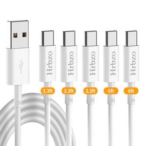 lot 10078 image: Hrbzo USB C Cable (5-Pack 3.33.33.366ft), USB A to USB C Fast Charging Cord and Other Type c Devices-White