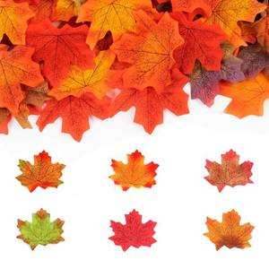 lot 10085 image: Arbootjin Fake Fall Leaves 100 Pcs Artificial Maple Leaves Decor Fake Fall Leaves for Scrapbooking Wedding Home Party Decorations