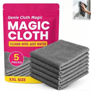lot 10086 image: 5 PackGenie Cloth Magic Cloth,Genie Magic Cleaning Cloth,Lint Free MicrofiberCleaning Cloths for Glass, Window, Kitchen,Stainless Steel,Cars & Screens,Reusable,5-Pack (1PCS)
