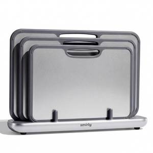 lot 11826 image: SMIRLY Titanium Cutting Board Set with Holder, 3-Pack